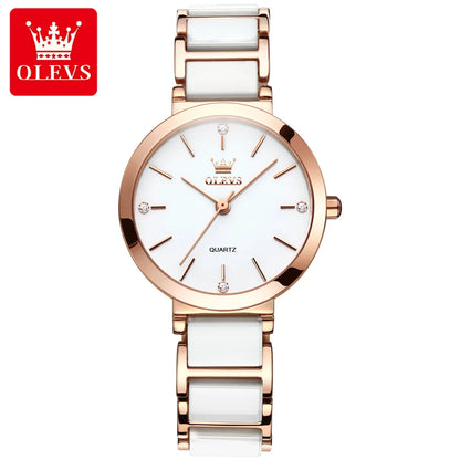 Relógio Feminino OLEVS – Luxo com Pulseira Tipo Cerâmica e Design Elegante à Prova d’Água
