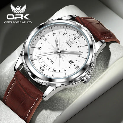 Relógio Masculino OPK 6003 – Quartz com Pulseira de Aço Inoxidável e Calendário Duplo