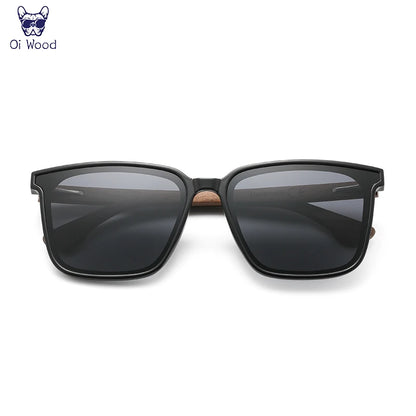 Óculos de Sol Quadrado Oi Wood – Madeira Natural, Lentes Polarizadas UV400, Luxo e Estilo Elegante Unissex