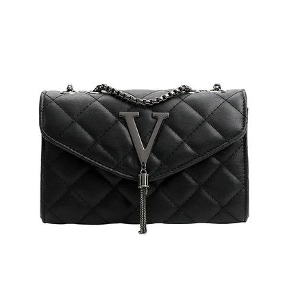 Bolsa Feminina de Luxo – Transversal e de Ombro em Couro PU com Design Matelassê e Tassel