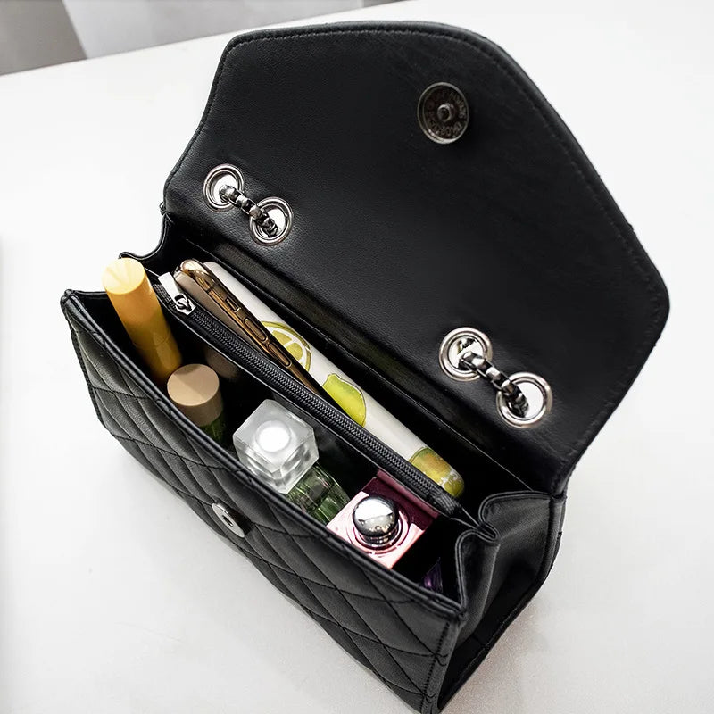 Bolsa Feminina de Luxo – Transversal e de Ombro em Couro PU com Design Matelassê e Tassel