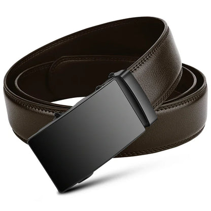 Cinto Masculino com Fivela Automática – Elegante para Negócios e Casual em Couro PU