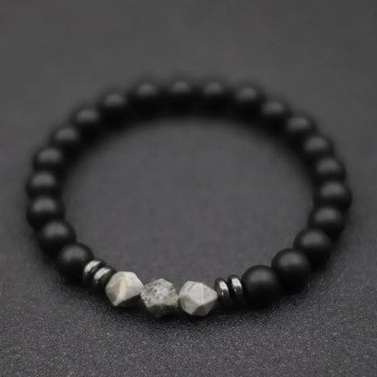 Pulseira Masculina com Pedras Naturais Ônix Preto, Olho de Tigre e Sodalita – Design Irregular com Contas Unissex