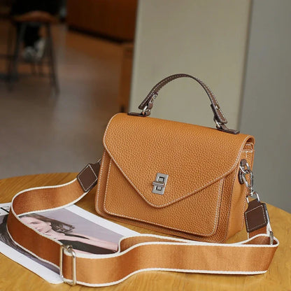Bolsa Feminina em Couro Legítimo – Grande Capacidade, Estilo Retrô Casual para Ombro e Mão