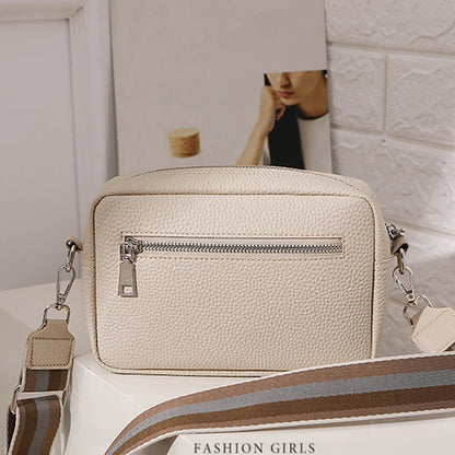 Bolsa Transversal Feminina Multi-Camadas em Couro PU – Fashion, Alça Larga e Confortável