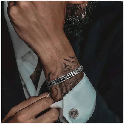 Pulseira Masculina Aço Inoxidável Bali – Corrente Dupla Franco Foxtail Estilo Trendy