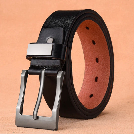 Cinto Masculino de Couro PU – Design Vintage com Fivela Clássica e Alta Qualidade