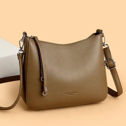 Bolsa Feminina de Ombro em Couro Macio – Designer de Luxo, Elegante e Versátil