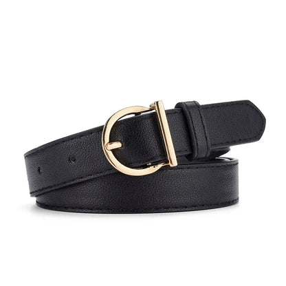 Cinto Feminino Fino com Fivela de Pino – Couro PU Macio, Luxo Elegante para Jeans e Calças Cargo