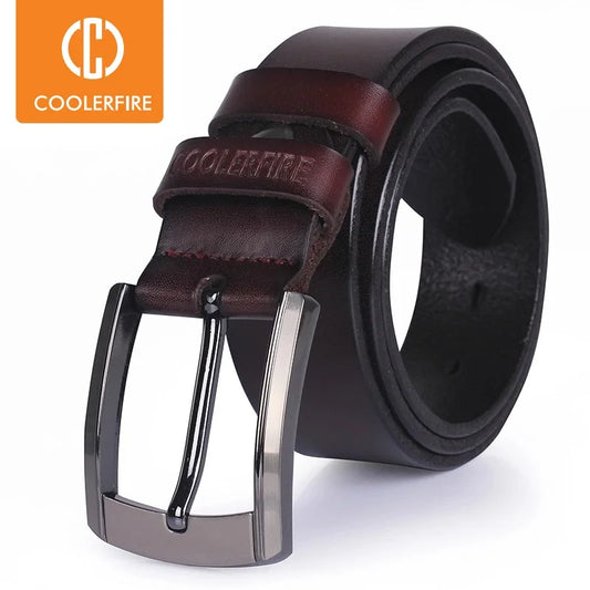 Cinto Masculino CCOOLERFIRE em Couro Legítimo – Luxo com Fivela Clássica para Jeans e Estilo Cowboy