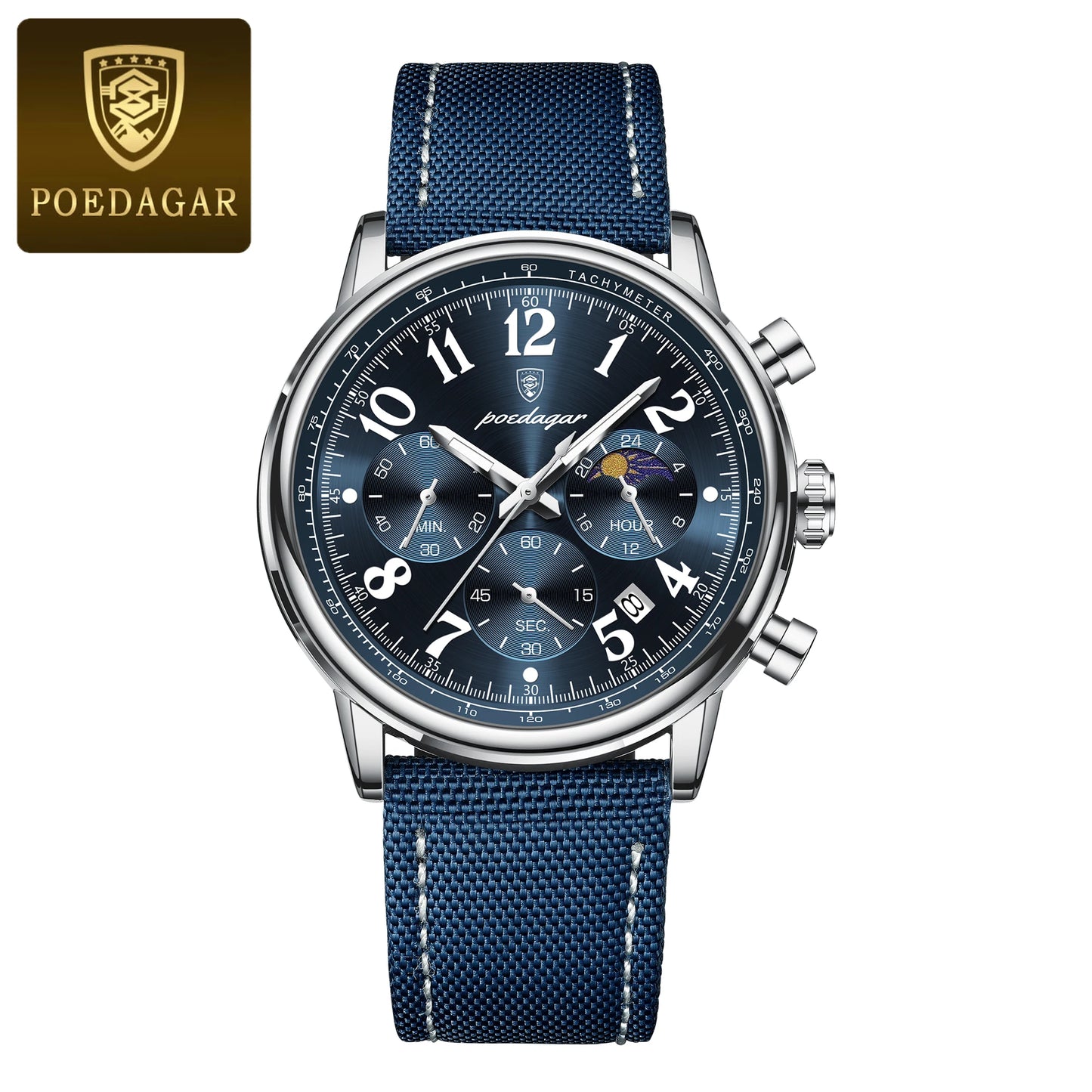 Relógio Masculino POEDAGAR Luxo – Quartzo com Pulseira em Nylon, Cronógrafo e à Prova d’Água